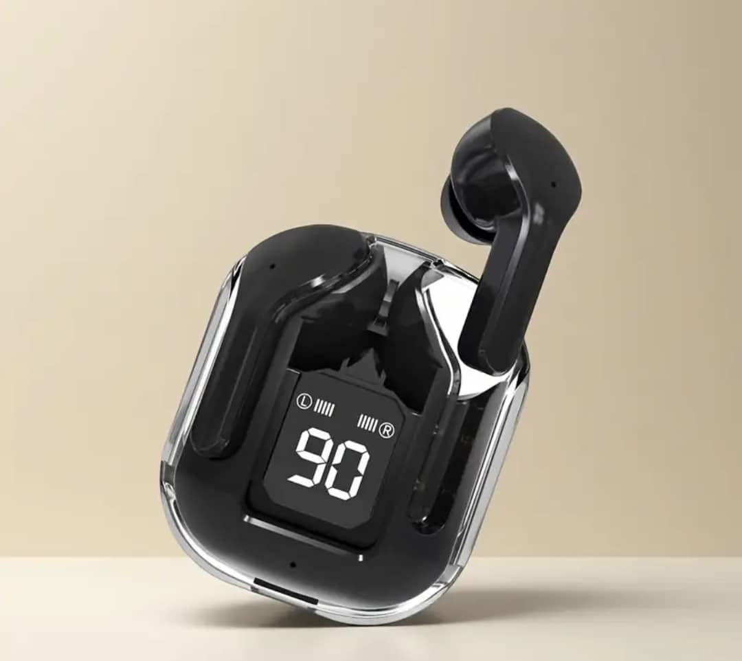 Transparent Wireless Earbuds with Charging Case, Touch Control, Low Latency, Auto Pairing, Digital Battery Display
