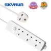 Skyrun 3 Sockets 2 Metre Cord Power Strip Extension Box-White