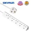 Skyrun 5 Sockets 2 Metre Cord Power Strip Extension Box-White