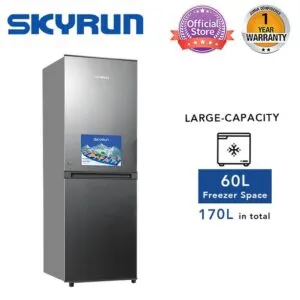 Skyrun 170 Litres Double Door Combi Fridge (BCD-170K) -Dark Silver
