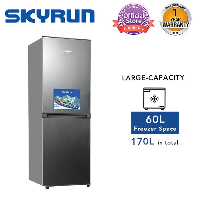 Skyrun 170 Litres Double Door Combi Fridge (BCD-170K) -Dark Silver