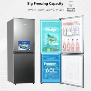 Skyrun 200L Double Door Top Mount Fridge (BCD-200K) -Dark Silver