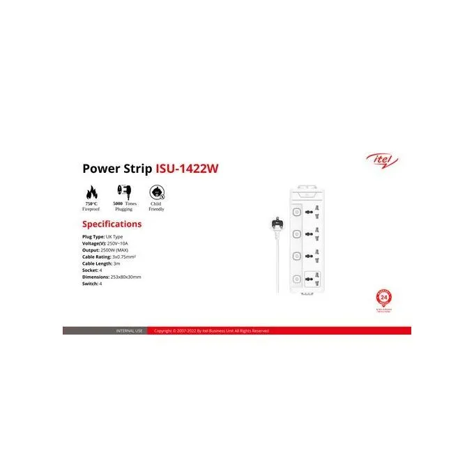 Share this product itel 4 Sockets Extension Box Muti Socket White ISU-1422W